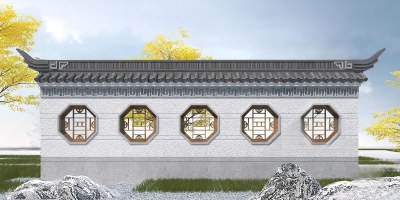 中式景墙3D模型下载